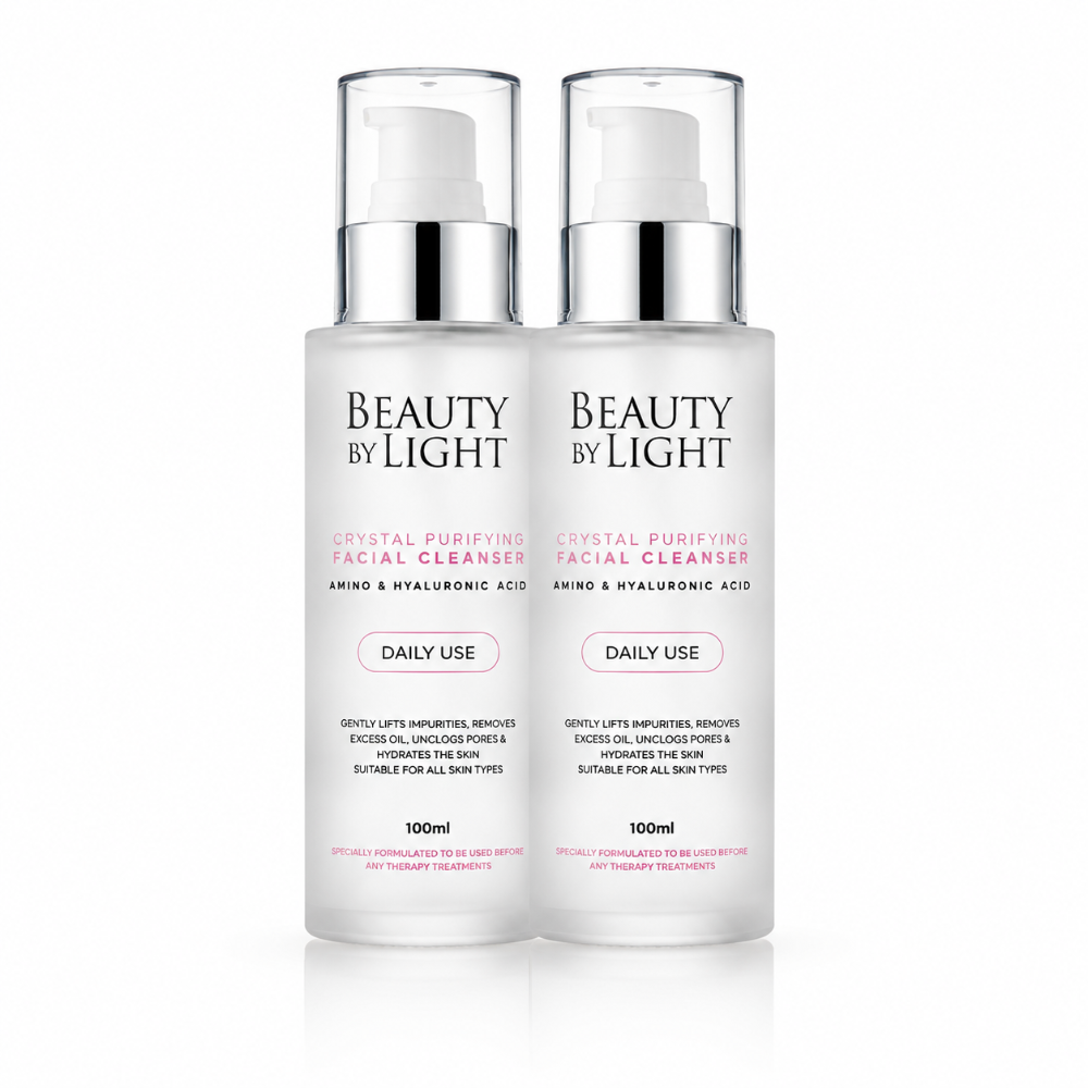 Two bottles of 'Beauty by Light' facial cleanser on a white background 100ml x 2 pack