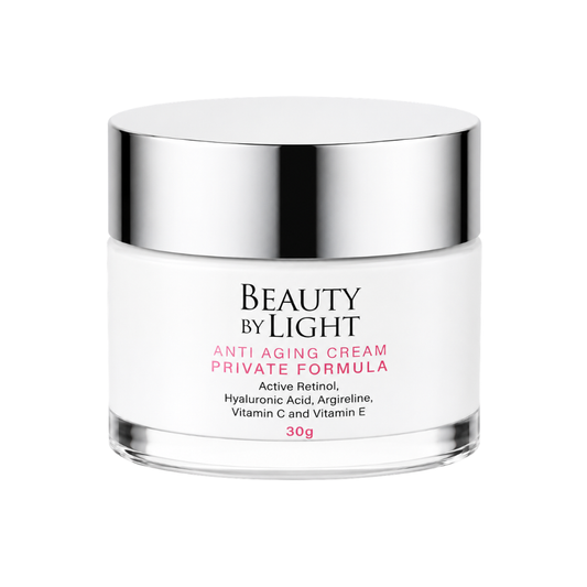 Anti-aging cream jar with 'Beauty by Light' branding on a white background Beauty By Light Anti-Aging Face Cream Retinol Moisturiser 30g