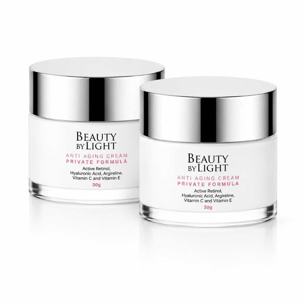Two jars of 'Beauty by Light' anti-aging cream on a white background Beauty By Light anti aging cream 30g x 2 pack