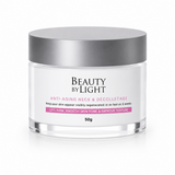 Beauty by Light anti-aging neck and decolletage cream jar on a white background
