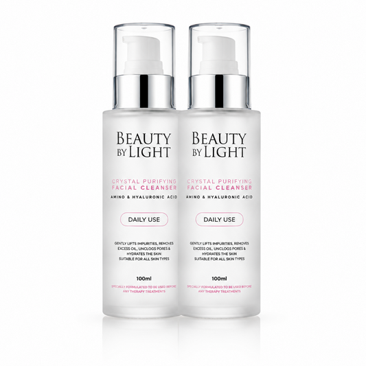 Two bottles of 'Beauty by Light' facial cleanser on a white background 100ml x 2 pack